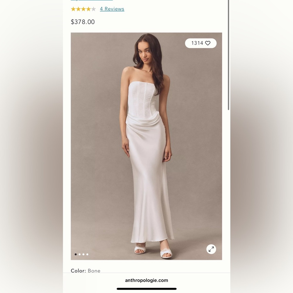 Anthro Signficant Other White Strapless Lace Corset Maxi Dress